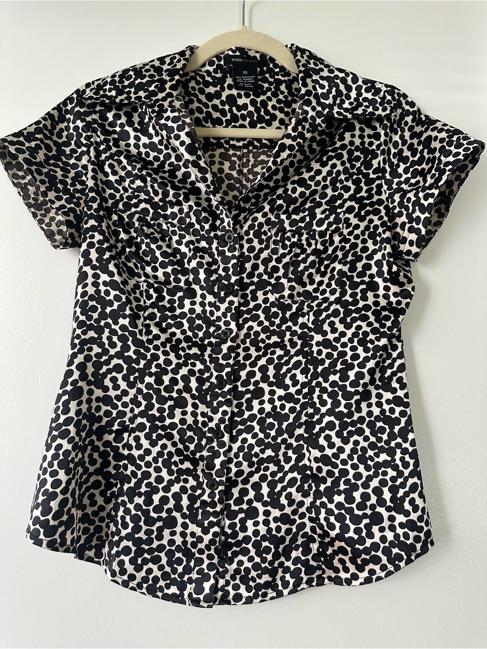 Vintage BCBGMAXAZRIA black and white polka dot blouse